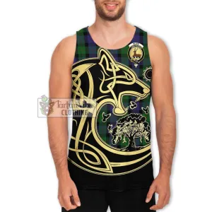 Blair Tartan Men's Tank Top with Family Crest Celtic Wolf Style