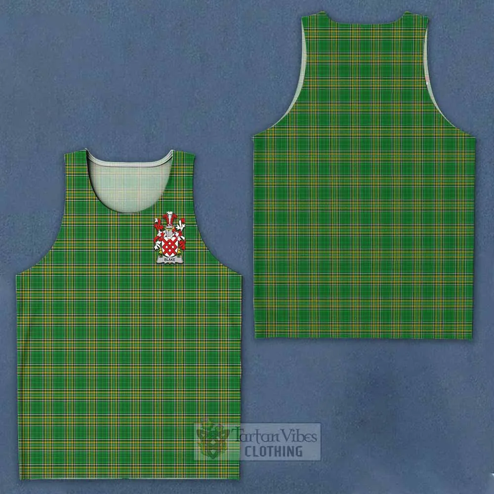 Blake Irish Clan Tartan Men's Tank Top with Coat of Arms