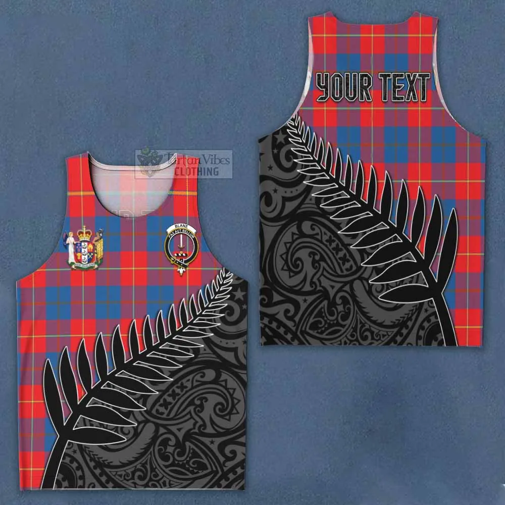 Blane Crest Tartan Men's Tank Top with New Zealand Silver Fern Half Style