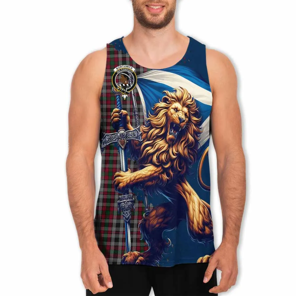 Borthwick Tartan Family Crest Men's Tank Top with Scottish Majestic Lion