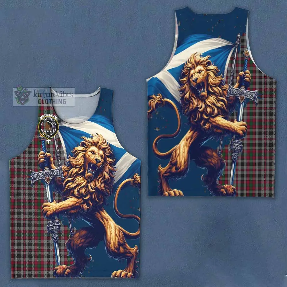 Borthwick Tartan Family Crest Men's Tank Top with Scottish Majestic Lion