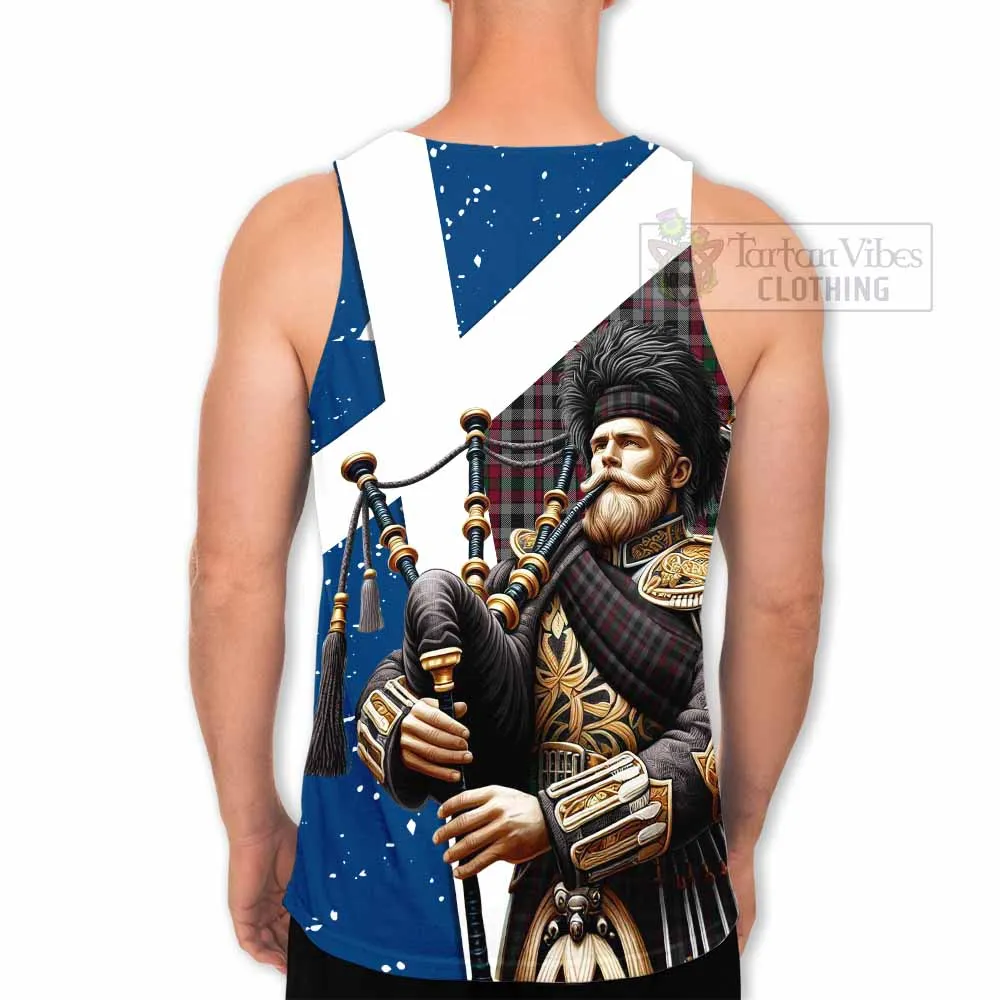 Borthwick Tartan Men's Tank Top with Family Crest Scottish Bagpiper Vibes