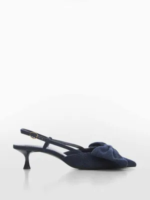 Bow-heeled denim shoes