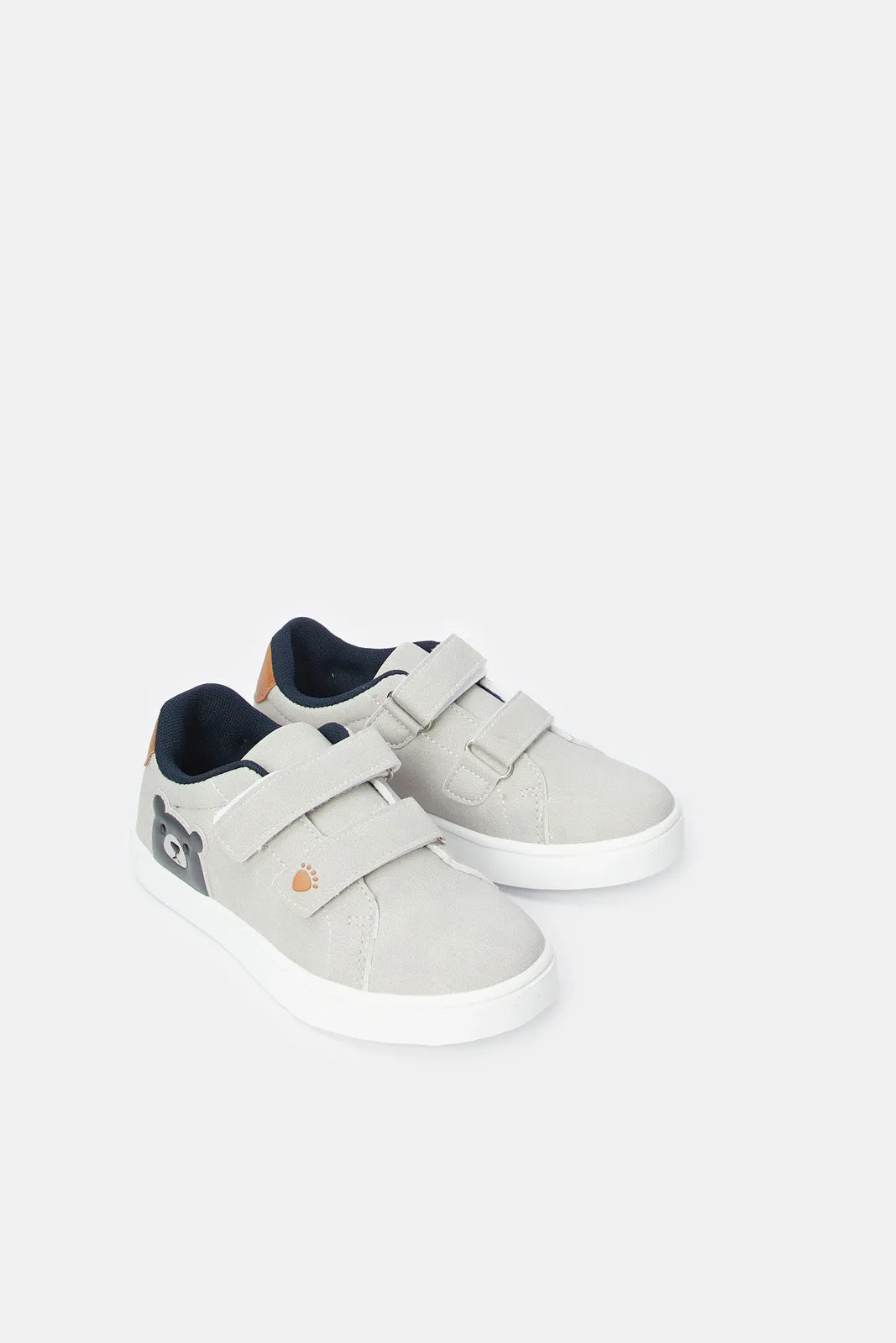 Boys Grey Velcro Sneaker