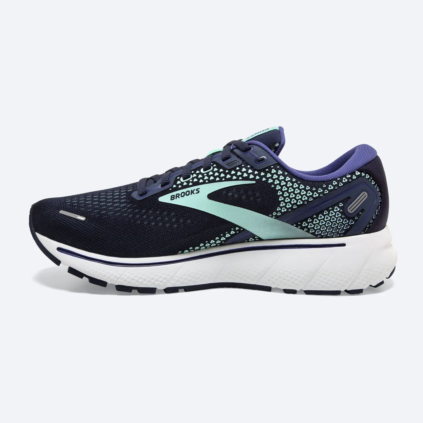 Brooks Womens Ghost 14 Sneakers Athletic Shoes Road Runners - Navy/Green