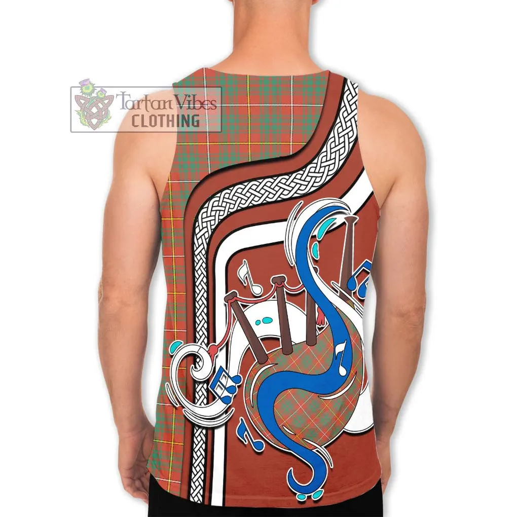 Bruce Ancient Tartan Men's Tank Top with Epic Bagpipe Style