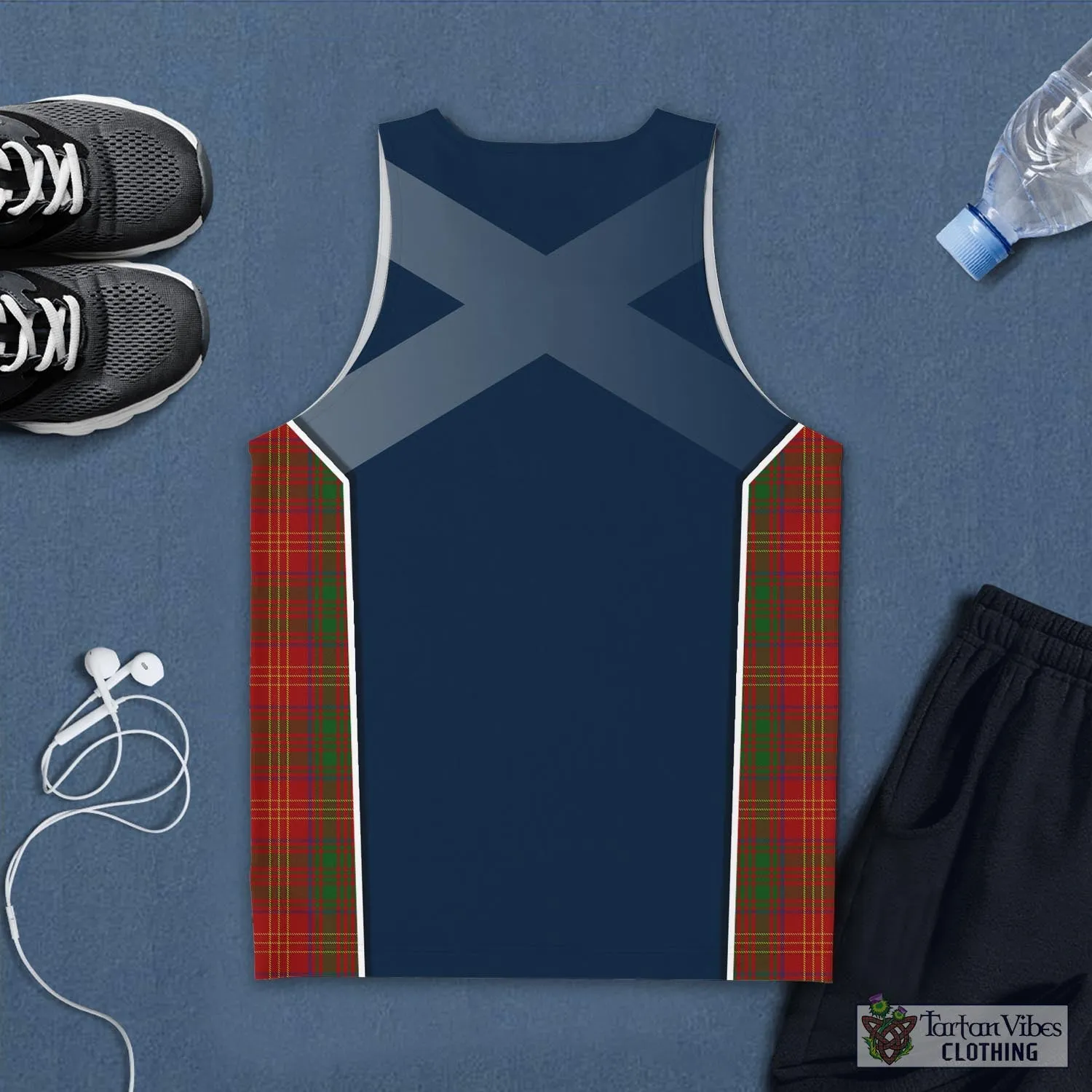 Burns Tartan Men's Tanks Top with Family Crest and Scottish Thistle Vibes Sport Style