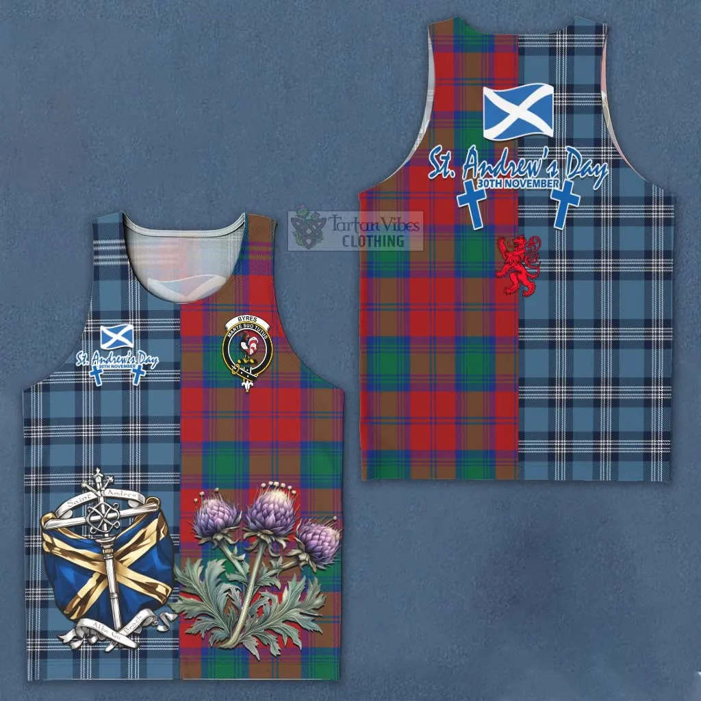 Byres (Byses) Tartan Men's Tank Top Happy St. Andrew's Day Half Tartan Style