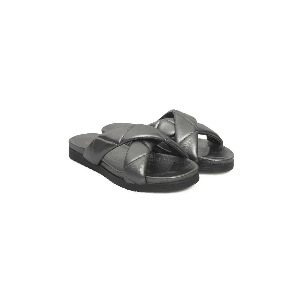 Cerruti 1881 Gray Sheepskin Women Sandal