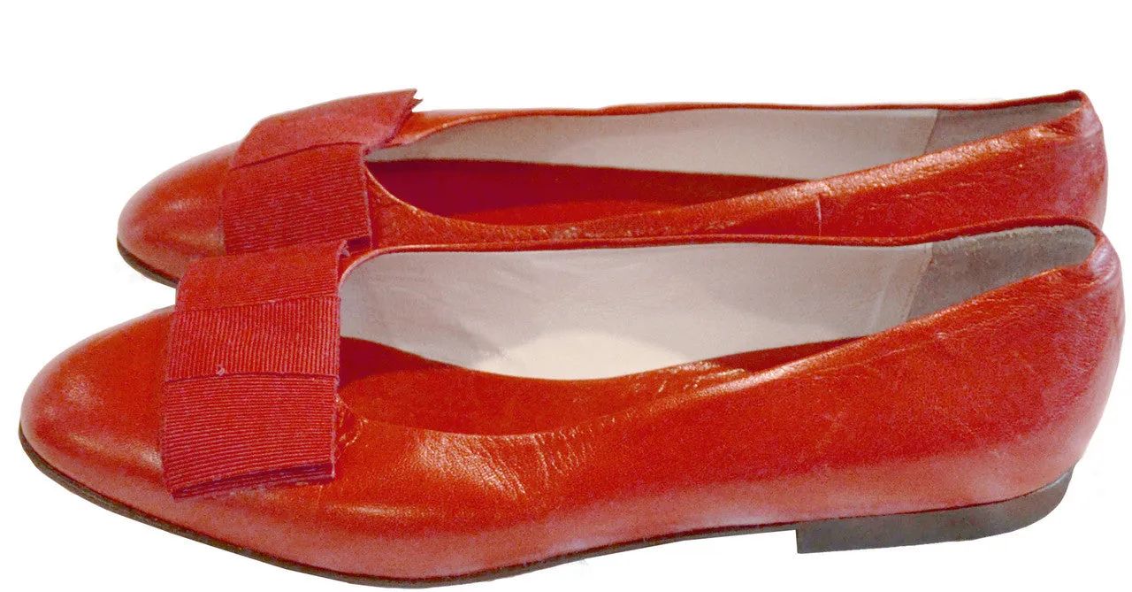 Cherry Red Vintage Laura Ashley Shoes with Bows 9.5 Unworn!