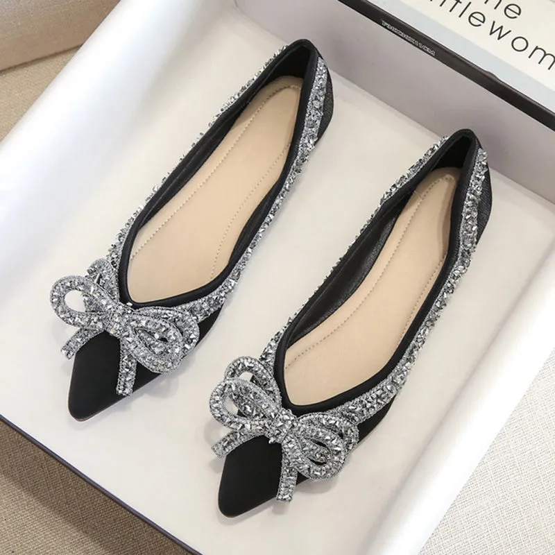 Cilool Rhinestone  Casual Comfort Dressy Flats For Wedding Bling Diamonds Bridal Shoes