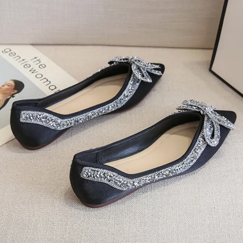 Cilool Rhinestone  Casual Comfort Dressy Flats For Wedding Bling Diamonds Bridal Shoes