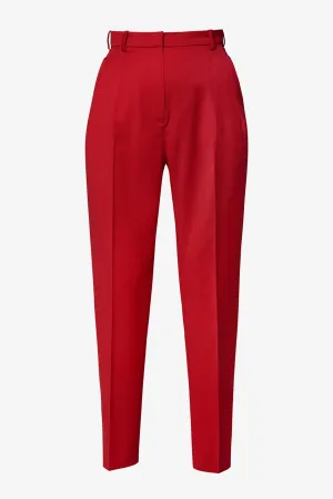 Classic Conic Wool Pants in Hot Red