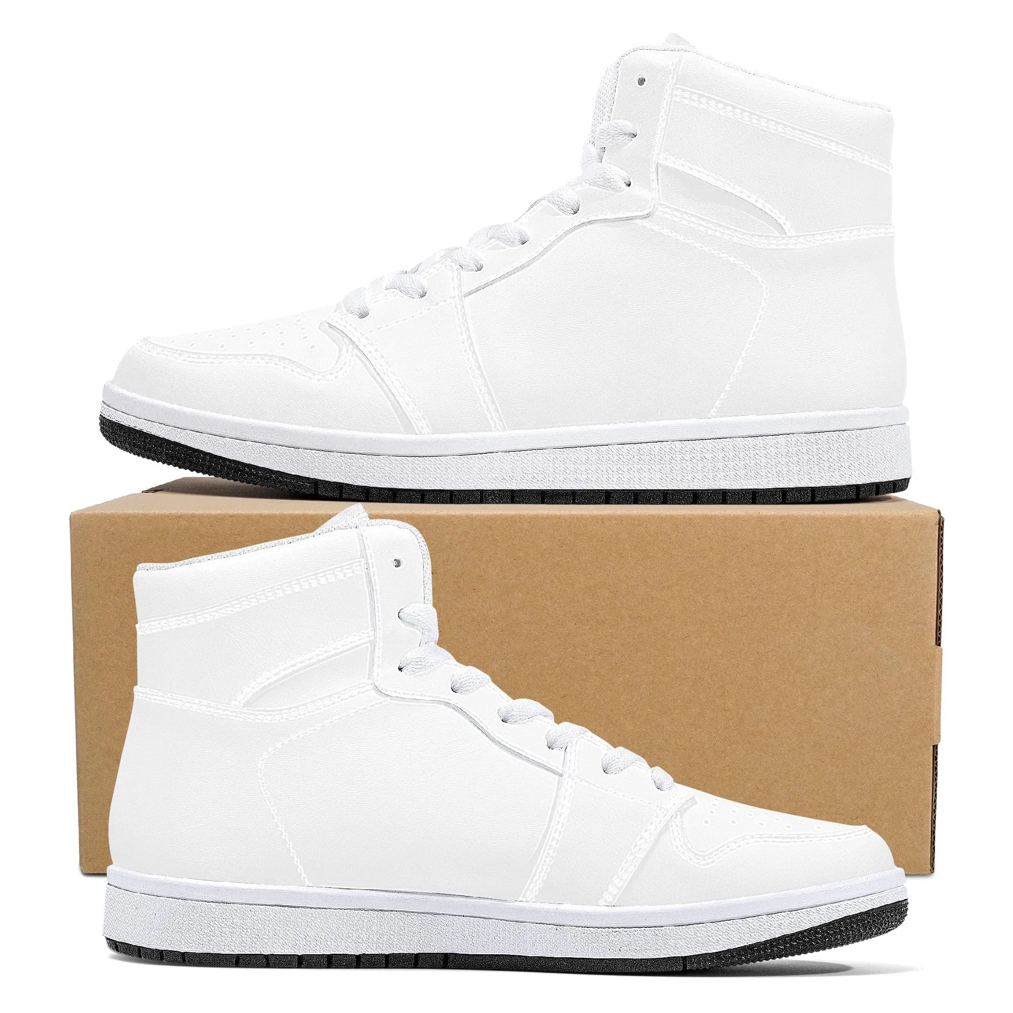 Custom High Top Sneakers  Leather - White D16