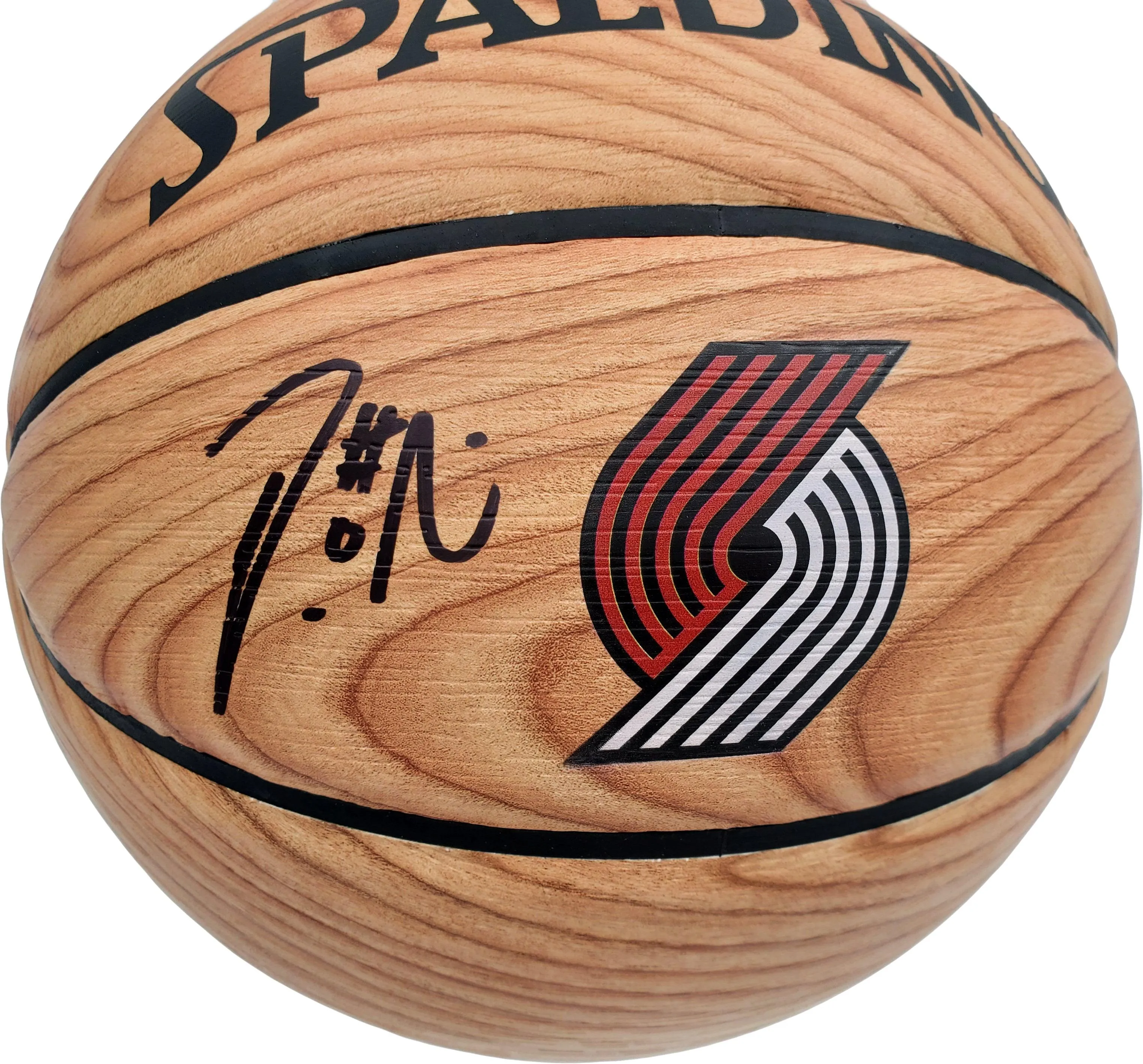 Damian Lillard Autographed Official Spalding Portland Trail Blazers Wood Logo Basketball Beckett BAS Stock #195277