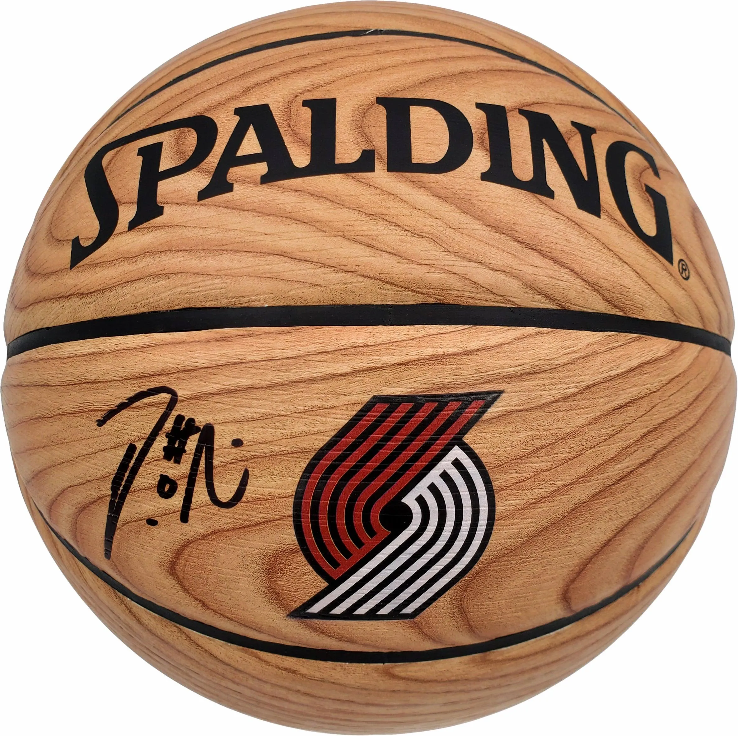 Damian Lillard Autographed Official Spalding Portland Trail Blazers Wood Logo Basketball Beckett BAS Stock #195277