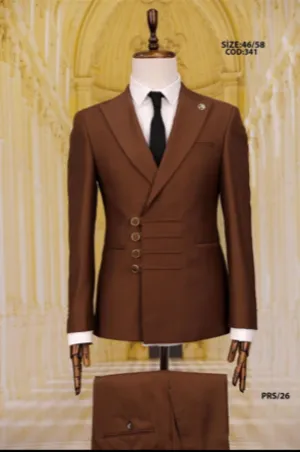 Dark Brown 3 Piece Suit For Men