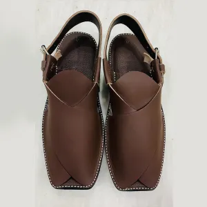 Dark Brown Handmade Leather Peshawari Men's Chappal