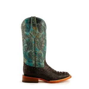 Ferrini Ladies Multi-Color Leather Caiman S-Toe Stampede Cowboy Boots