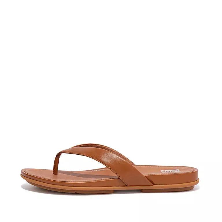 FitFlop Womens Gracie Leather Flip Flops Light Tan