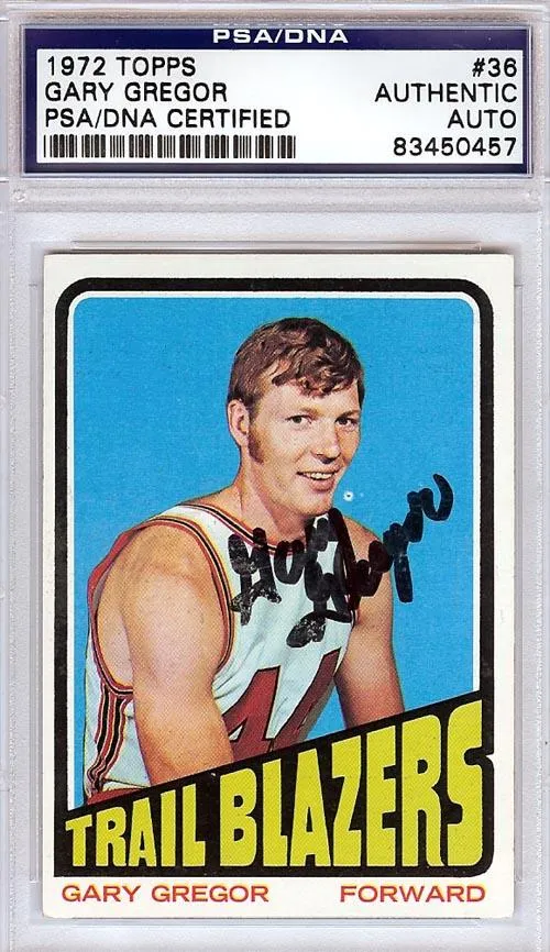 Gary Gregor Autographed 1972 Topps Card #36 Portland Trail Blazers PSA/DNA #83450457