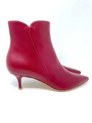 Gianvito Rossi Levy 55 Burgundy Nappa Syrah Mid Heel Ankle Booties 36