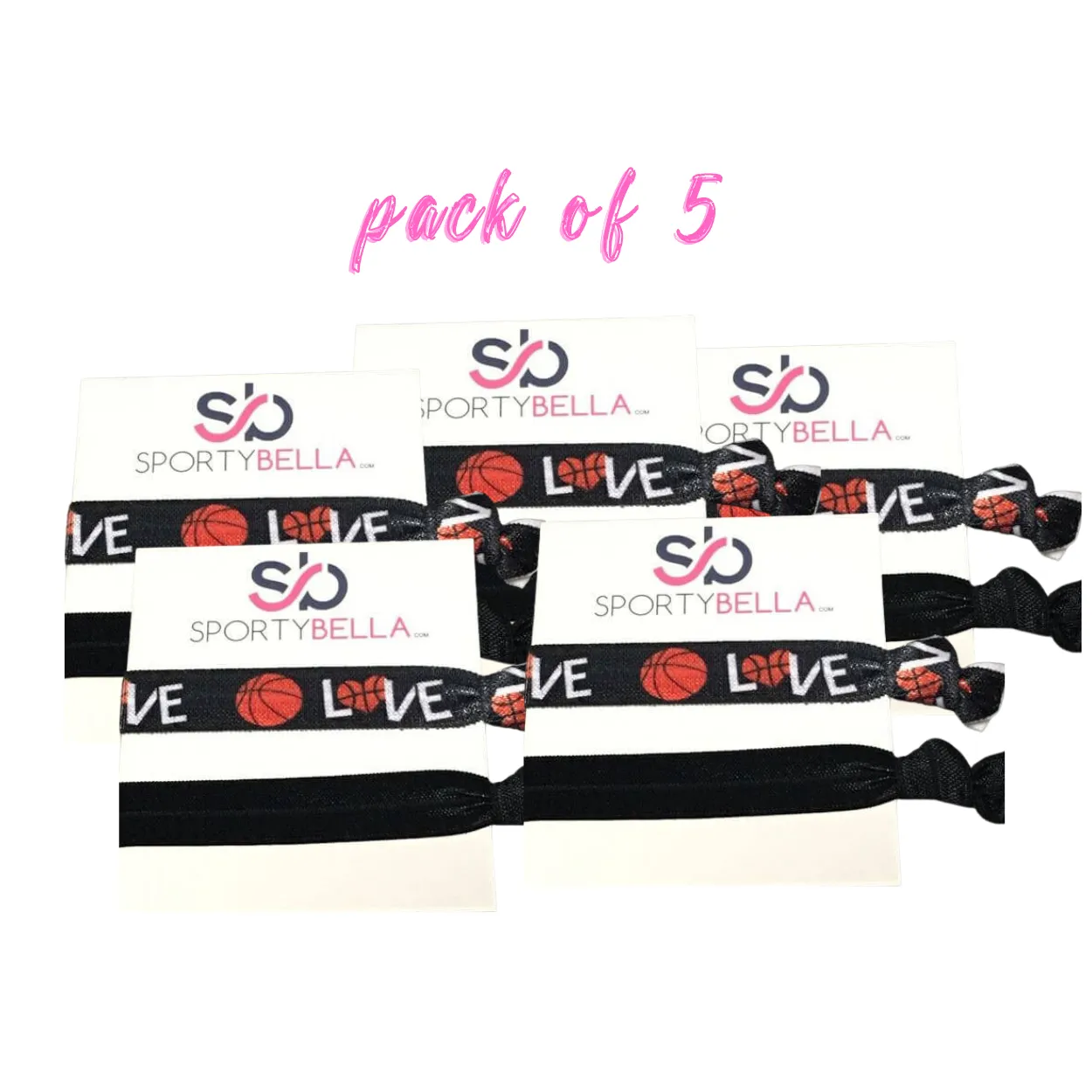 Girls Basketball Hair Ties Set- 5 Pack