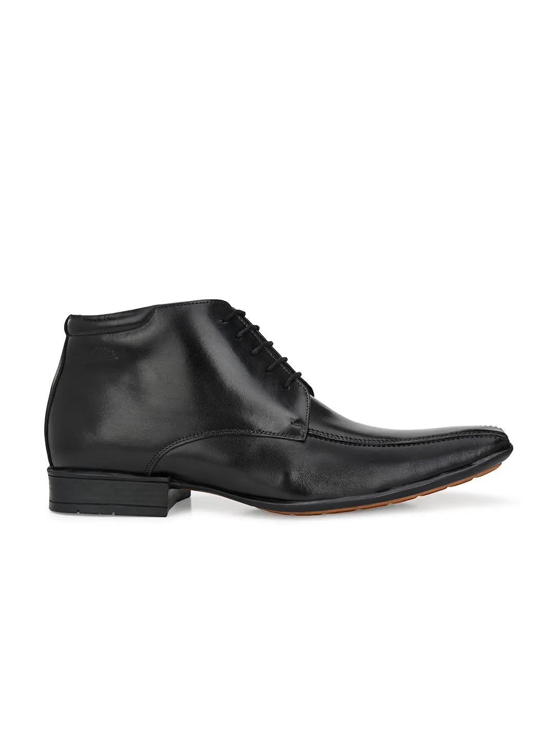 Hitz Men's Black Leather Derby Ankle Boot Shoes