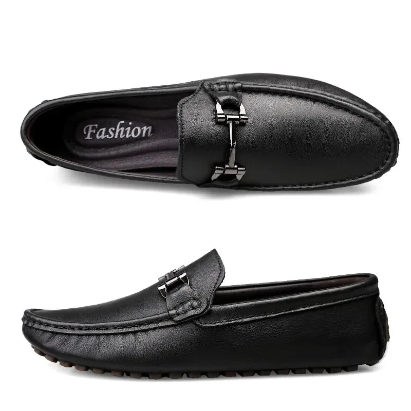 Hnzxzm Man Shoes Leather Genuine Summer Mens Moccasin Shoes Fashion Leather Loafer Shoes Men Luxury Big size 38-47 Male Casual Footwear