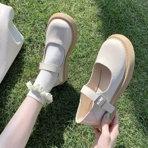 Hnzxzm Mary Jane Shoes Japanese Pu Leather Women's Summer New British Jk Uniform Shoe Retro Sweet Girls Kawaii Loli Shoes Mid Heel 4cm