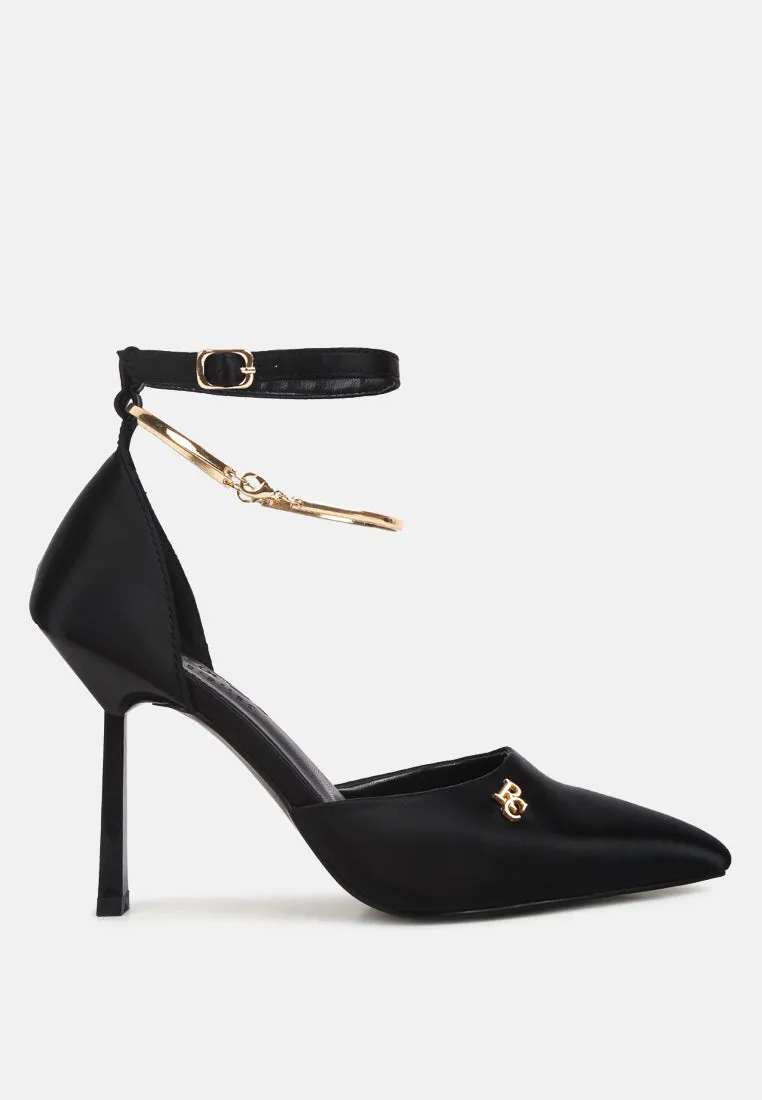 HOBNOB Anklet Embellishment Stiletto Sandals In Black