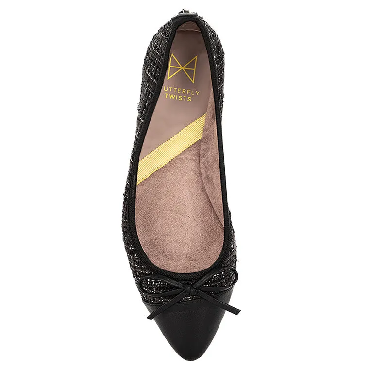 HOLLY Ballet Flat Shoes - Black Woven