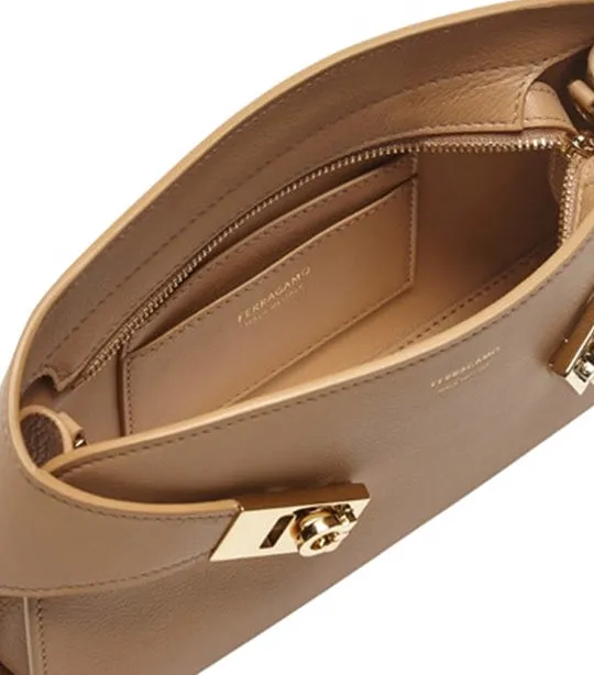 Hug Crossbody Bag Calfskin Light Camel