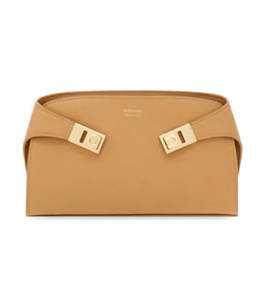 Hug Crossbody Bag Calfskin Light Camel