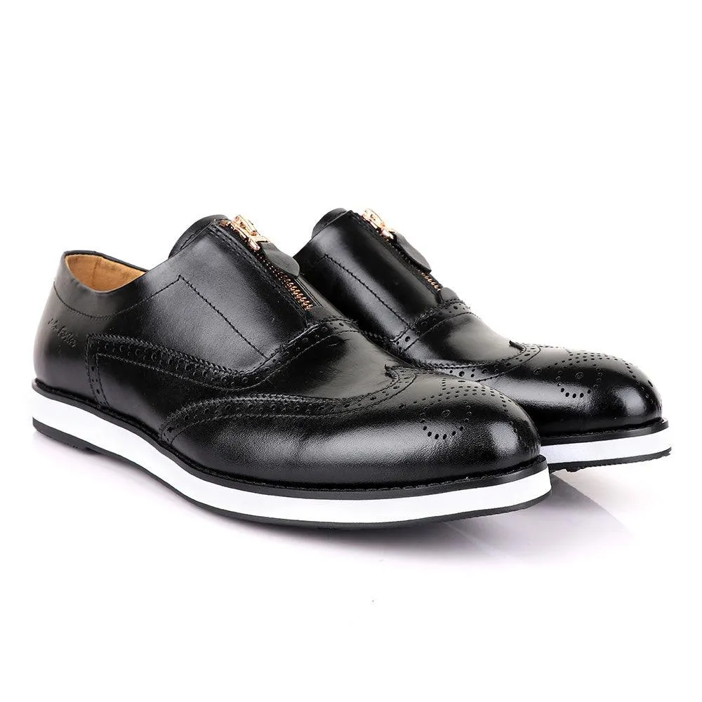 John Foster Zip Up Black Formal Shoe