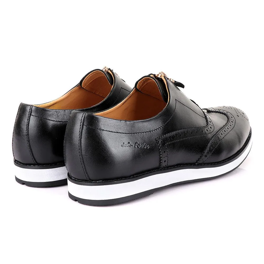 John Foster Zip Up Black Formal Shoe