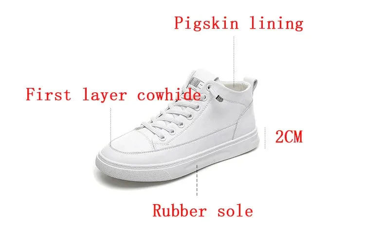 Joskaa 2024 New Platform Leather White Sneakers