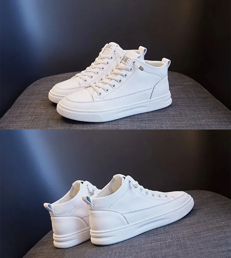 Joskaa 2024 New Platform Leather White Sneakers