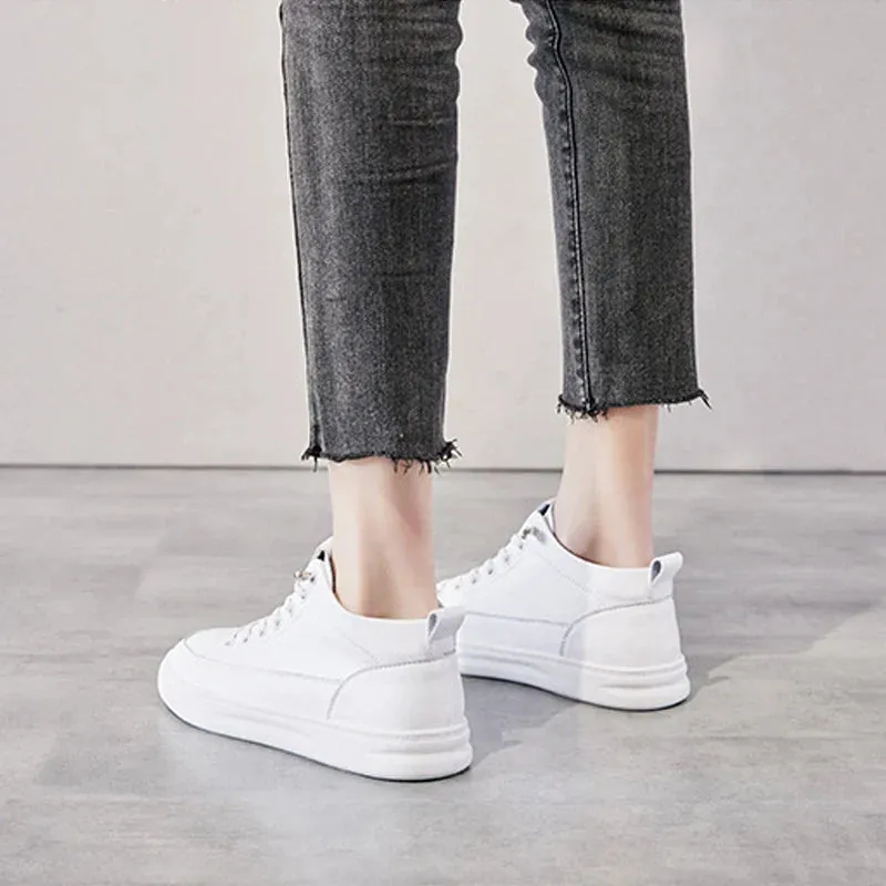 Joskaa 2024 New Platform Leather White Sneakers