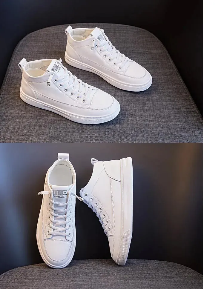 Joskaa 2024 New Platform Leather White Sneakers