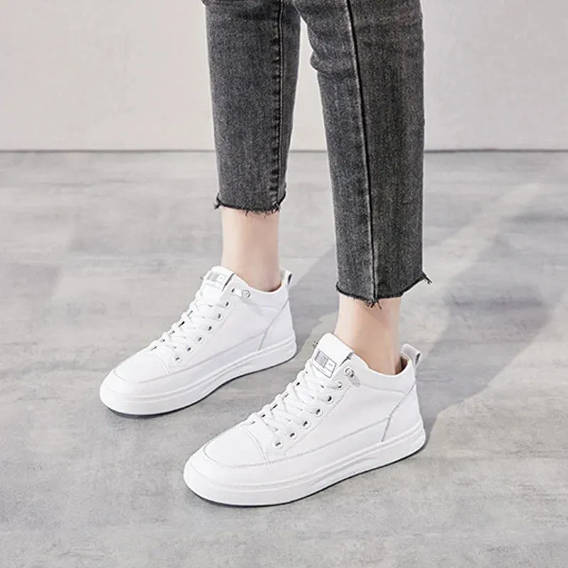 Joskaa 2024 New Platform Leather White Sneakers