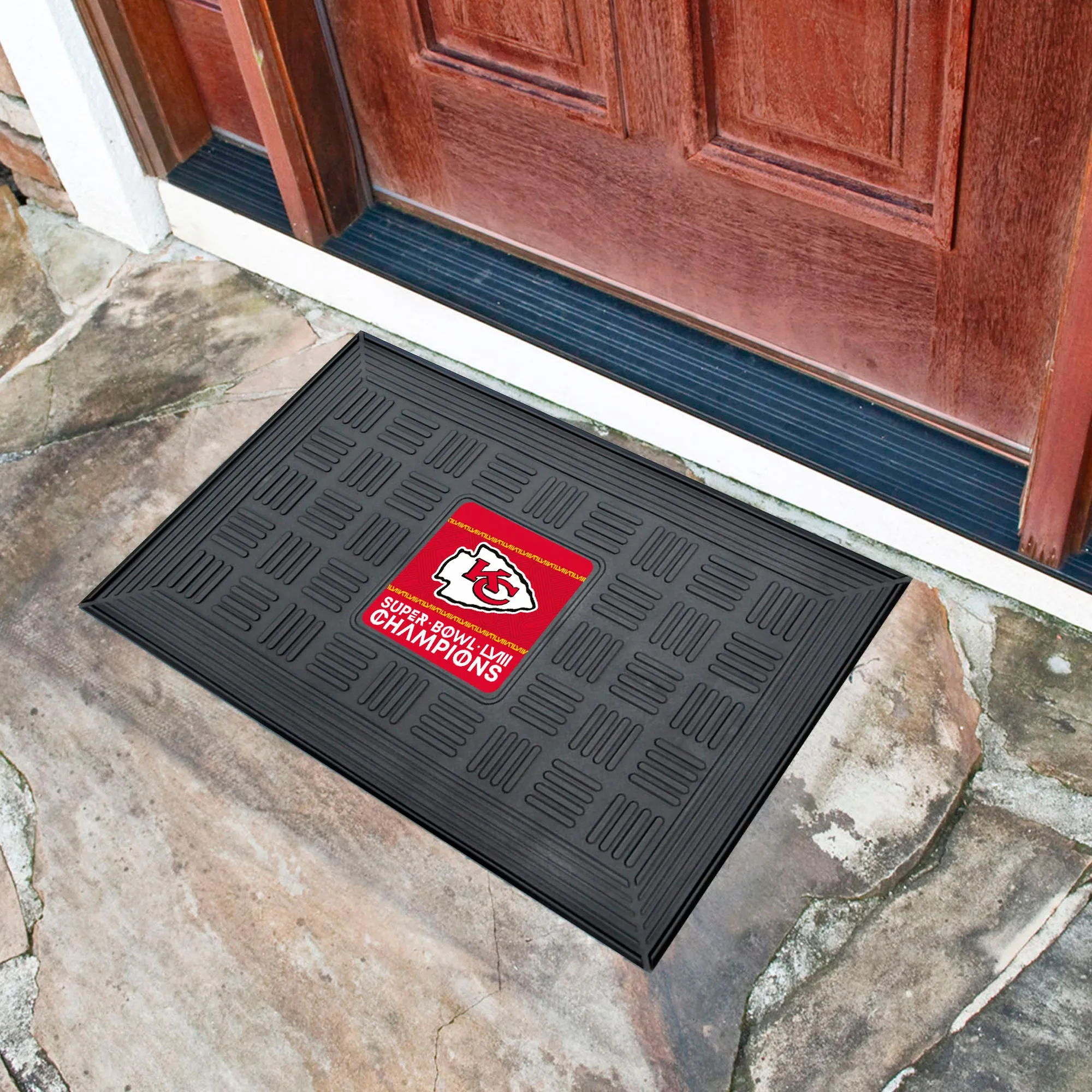 KANSAS CITY CHIEFS SUPER BOWL LVIII CHAMPIONS VINYL DOOR MAT