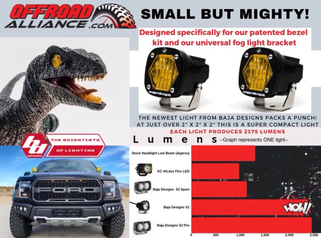 KC Flex Lights to Uber Powerful Baja Designs S1 Kit - 2017  Raptor