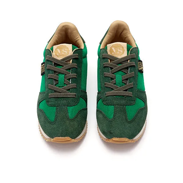 Keegan Kids Sneaker Racing Green Textile and Suede