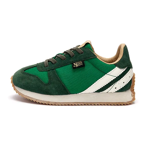 Keegan Kids Sneaker Racing Green Textile and Suede