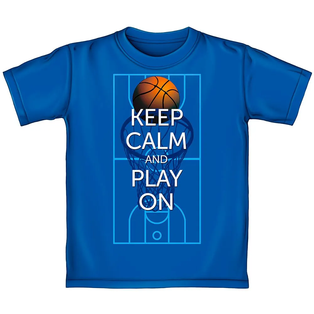 Keep Calm and Play On Basketball Tee Shirt (Kids Large