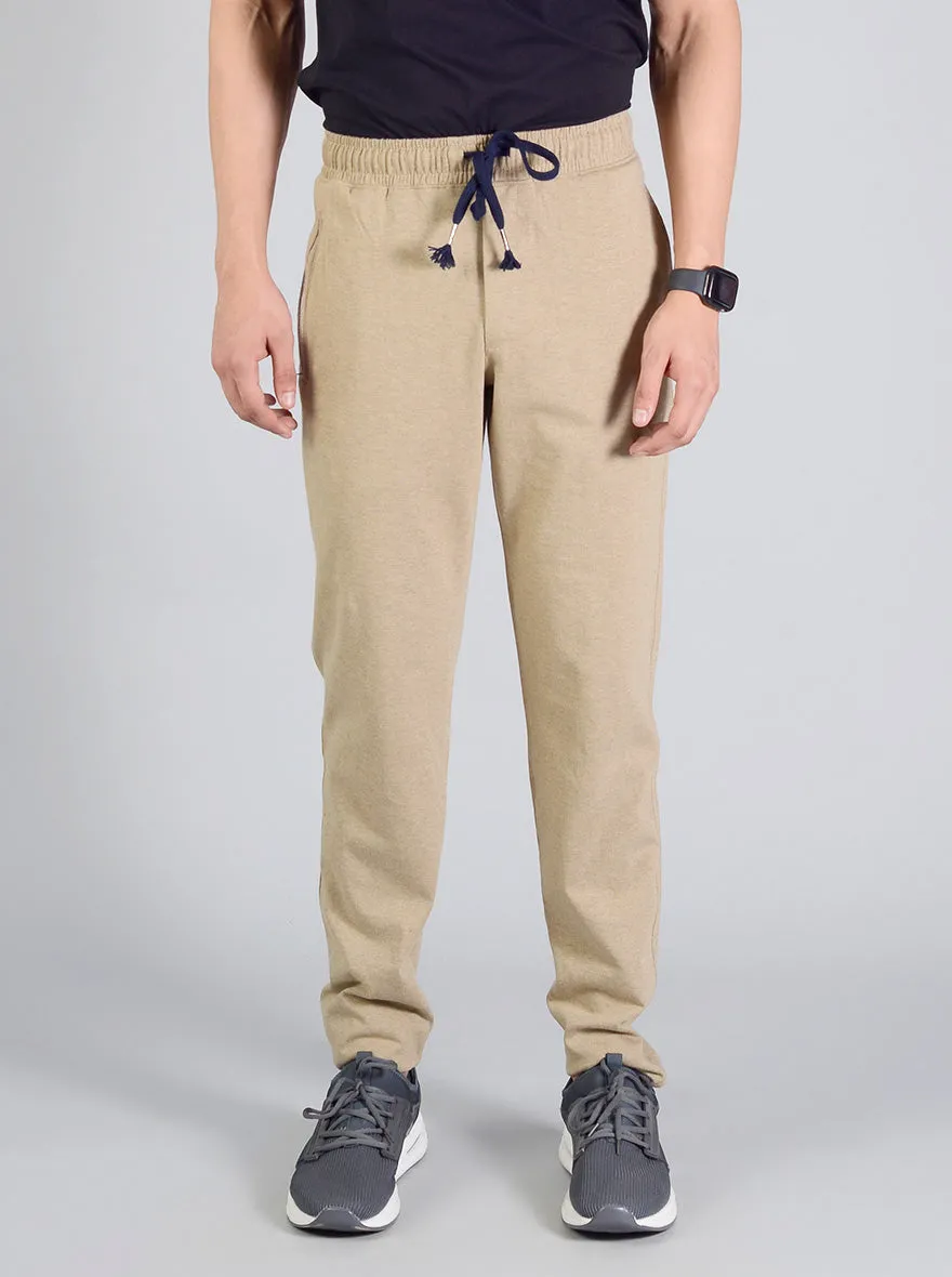 Khaki Solid Regular Fit Track Pants | JadeBlue