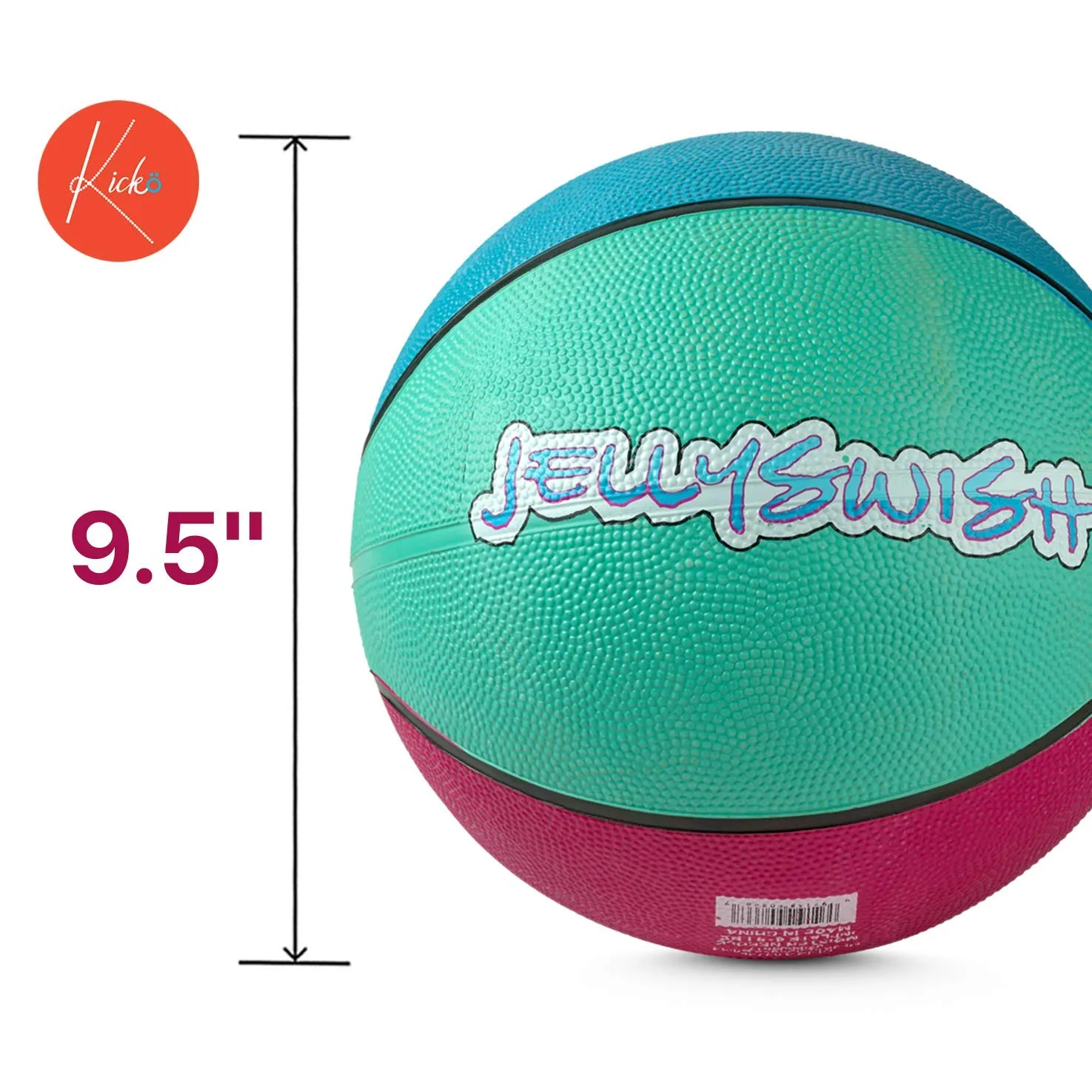 Kicko Jellyfish Basketball - 9.5 Inch Regular-Sized Multi-Color Ball with Jelly Fish Print