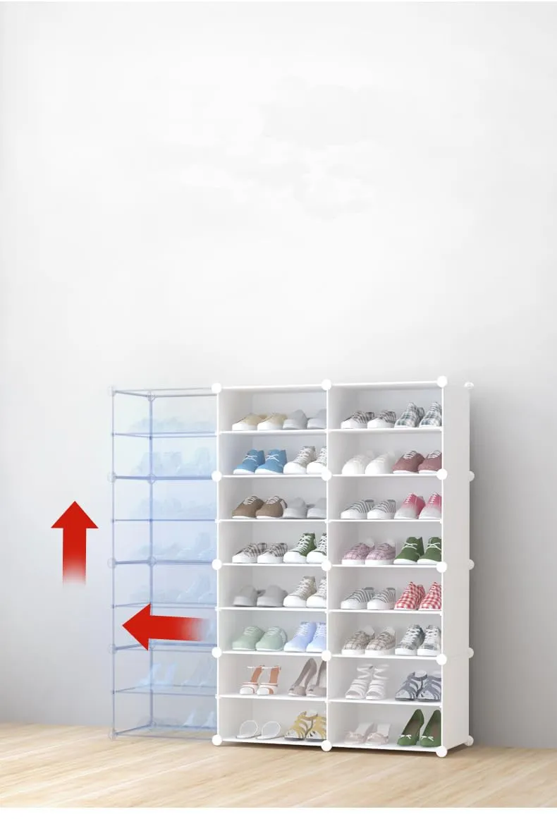 Kuber Industries Pack of 6 Shoes Cabinet | 10-Tier Foldable Shoe Rack Organizer for Closet | Plastic Shoe Shelf Collapsible Shoes Storage Box | Easy Assembly Shoe Cabinet with Lids | JL1C10TWH |White