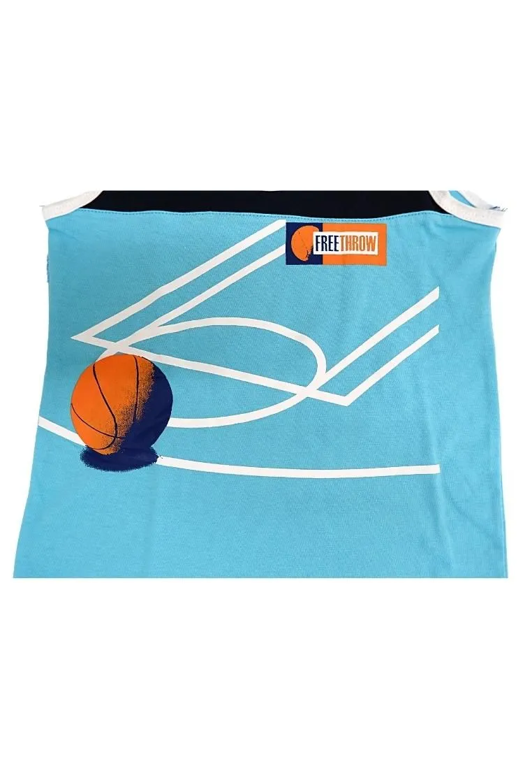 Landmark Short Set Sando 2-Tone Basketball Free - Throw Print - Navy Blue/Bonnie Blue